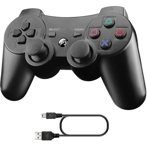 Ps3-ohjain, langaton ohjain Playstation3:lle Bluetooth peliohjain Ps3:lle Dual Vibration Six Axis -kaukosäädin (musta)