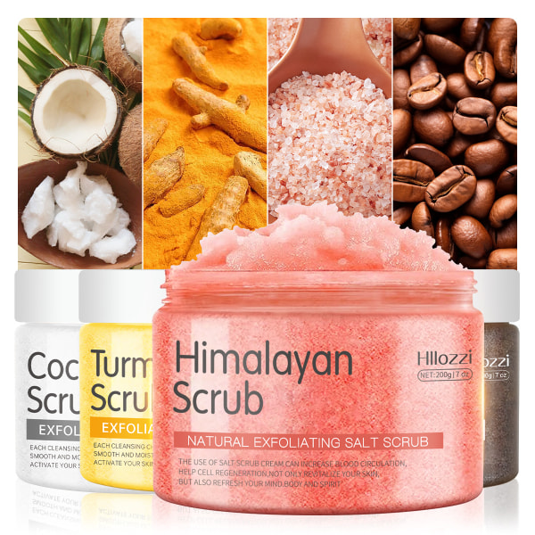 Himalaya Salt Body Scrub Exfoliating Deep Cleansing Coffee Turmeric Coconut Scrub