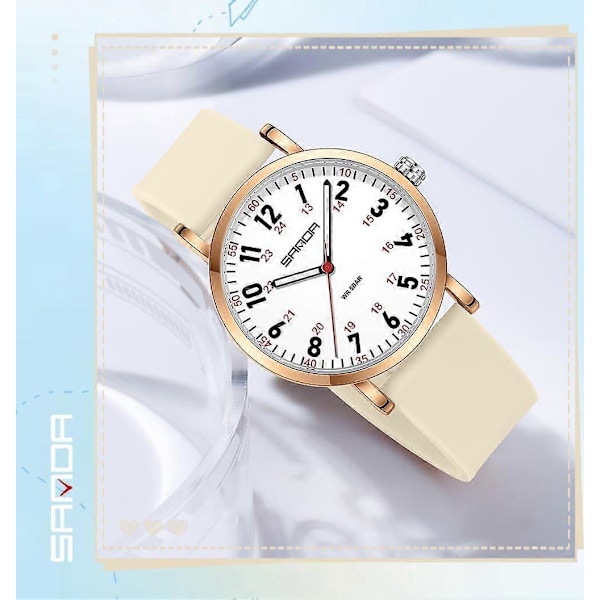 Analogt quartz ur til elegante damer, stilfulde studerende, vandafvisende urdesign.