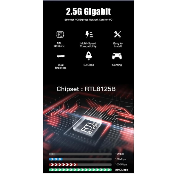 2,5 g Pci-e - Rj45 Gigabit verkkokortti Rtl8125b Chip 10/100/1000 Mbps Ethernet Langallinen Rj45 Lan ohjaus