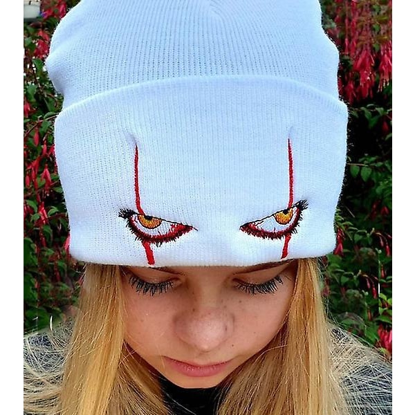 Embroidered Woolen Beanies Hat Scary Clown Eyes Knitted Hat Warm Hedging Hip-hop Hat Woolen Halloween Hat Beanies