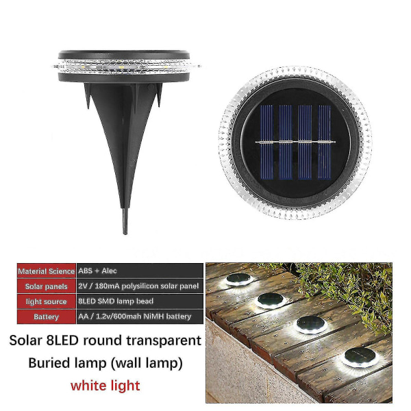 2 stk Solcellelamper Udendørs Vandtætte Lys Led Stikkontakter Lys Underjordiske Lys Havelamper