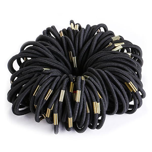 100 stk Sorte Elastiske Hårbånd Pige Kvinder Mode Hår Tilbehør Hår Scrunchie