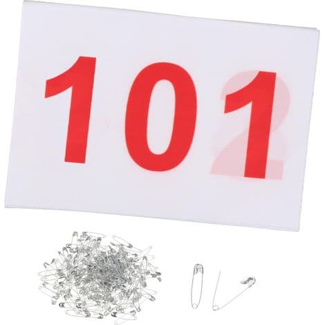 100 nummererede løbenumre (fra 001 til 100a)
