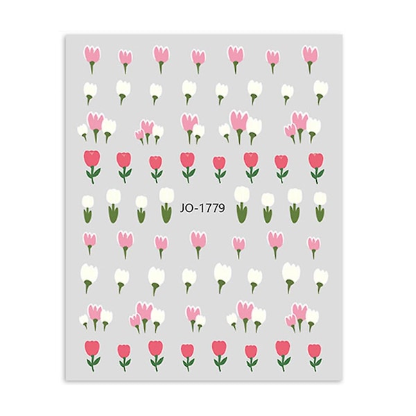 Dhrs Flowers Neglekunst Klistremerker Dekaler, Negle Vår Tulip Blomster Blad 3d Selvklebende Design Manikyr Tips