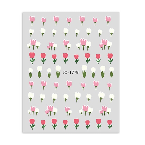 Dhrs Flowers Neglekunst Klistremerker Dekaler, Negle Vår Tulip Blomster Blad 3d Selvklebende Design Manikyr Tips