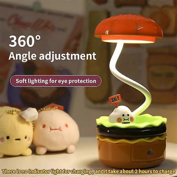 Sengelampe Genopladelig LED hamburger bordlampe stilfuldt moderne design Bordlampe