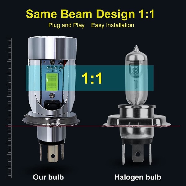 H4 LED-hovedlyspære Motorsykkel Hi/Lo-stråle med vinkeløye Kjørelys 25W 3000LM Super Bright 6000K