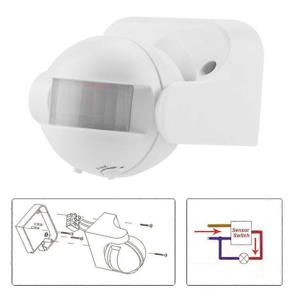 AC110-240V 10A Vinkeljusterbar Automatisk Infraröd Sensor Rörelsedetektor