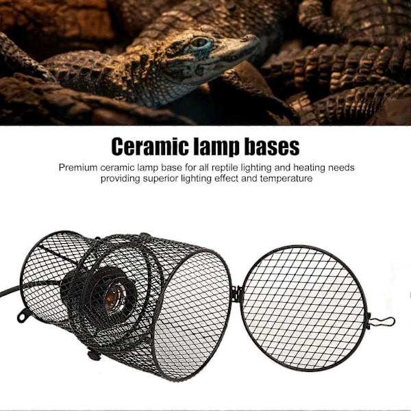 Reptil Varmelampebeskytter Undgå Forbrænding Tilbagetrækkelig Reptil Varmelampe Netdæksel Varmebeskytter med E27 Keramisk Lampeholder EU Stik 220240V