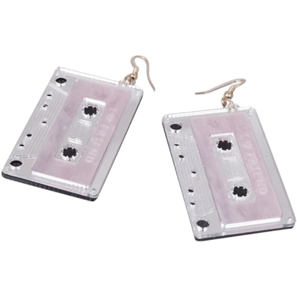 Cassette Tape Charm Lovely Pretty Earrings, Onyx