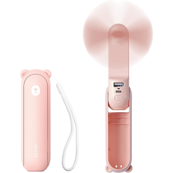 Käsikäyttöinen Mini-tuuletin 3-in-1 Käsikäyttöinen Tuuletin Kannettava USB-Latautuva Pieni Taskutuuli  Akkutoiminen Tuuletin [14-21 Työtuntia] Power Bank -taskulampun kanssa Hauskaa