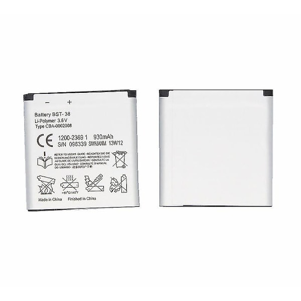 2x Bst-38 930mAh Batteri + Lader Kompatibel med Sony Ericsson W580 W580i K850i W760 T650 X10 W980 W995 U20i C905c S500c W580c C902 C905