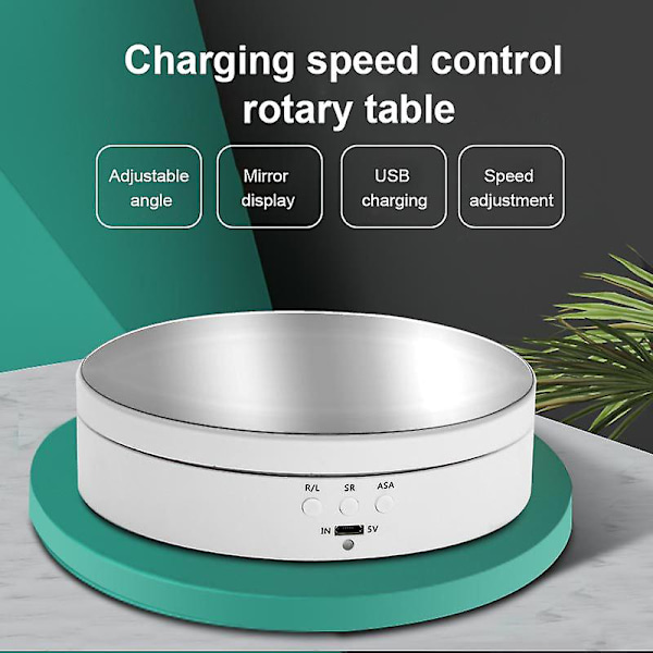 Elektrisk roterende displaystativ spejl 360 grader drejeskive smykker holder batteri/USB strøm til fotografering
