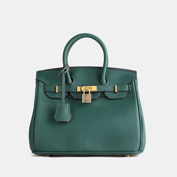 Snygg lychee-mönstrad klassisk platinaväska damväska lyxig stor kapacitet axel crossbody handväska 30cm Dark Green