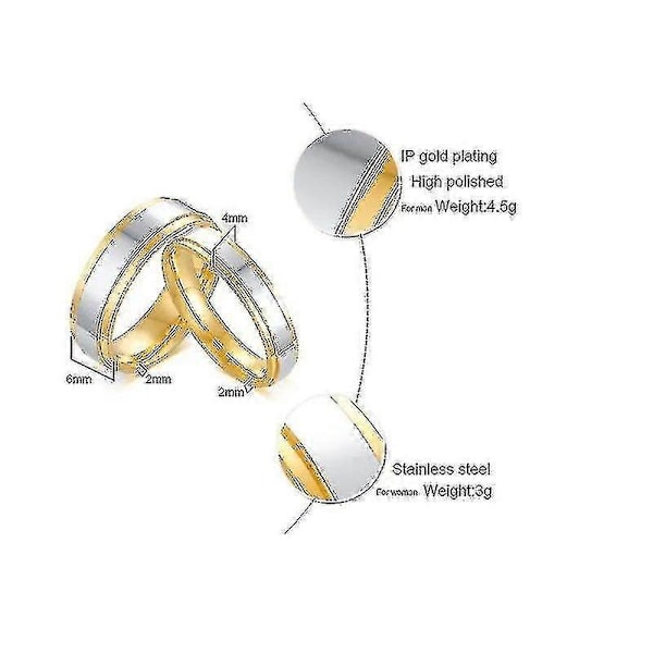 Forlovelsesringer i gullfarge for kvinner og menn, rustfritt stål, evighetskjærlighetsgaver, ring Anillo