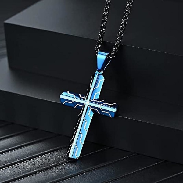 Kors halskjede 316l rustfritt stål titan kors anheng for menn og kvinner religiøse smykker, 24 I