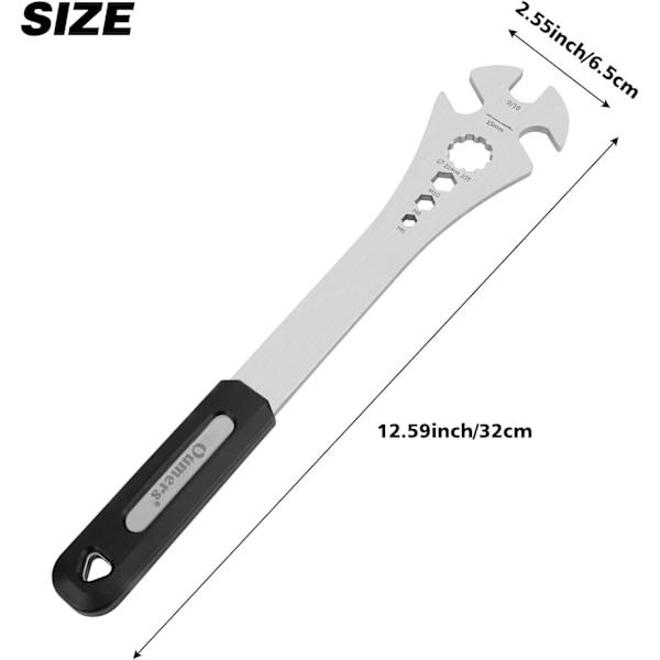 Cykelpedal Nøgle, Cykelpedal Fjernelse Nøgle med Ekstra Langt Håndtag, Multi-brug 15mm,9/16 Pedal Fjernelse Værktøj og 10mm/8mm/6mm Hexagon Hul