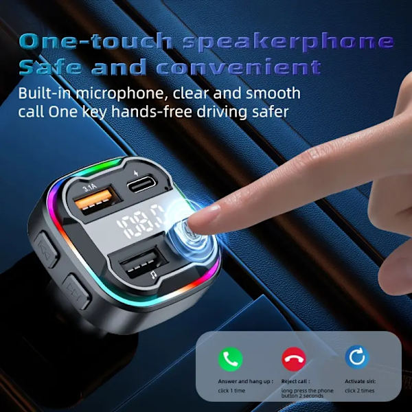 Ny Bluetooth-bil MP3-spiller lader multifunksjonell bil FM-sender bil rask lading