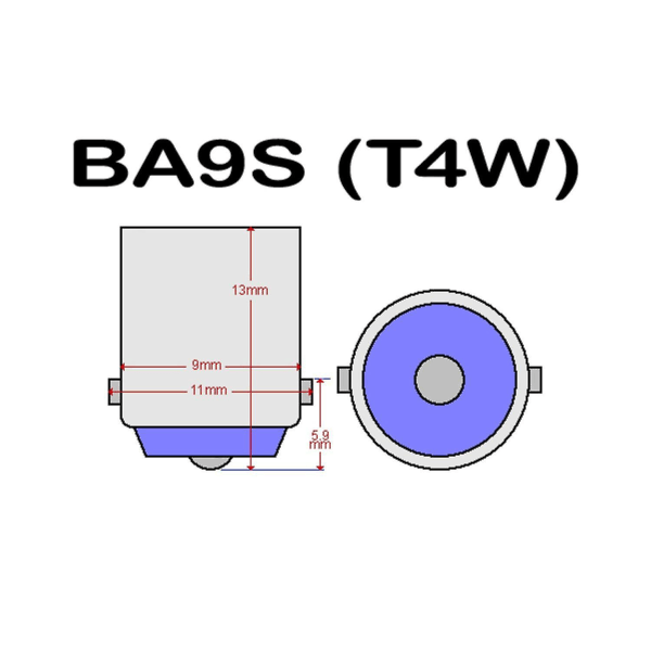 Ba9s Canbus Røde LED 2-pakning T4w 190 Lumen 12v Sølvgrå