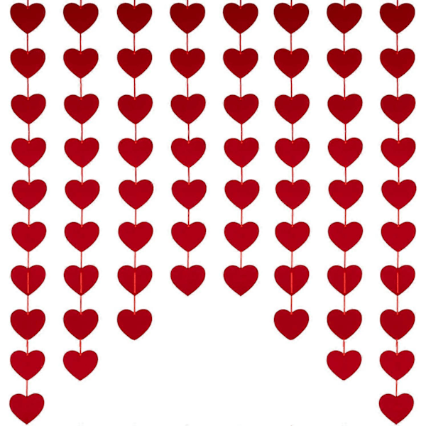 PIAO Valentinsdag Dekorationer - 80 stk Røde Filt Garland Hængende Snore Hjerter - INGEN DIY - Valentinsdag Dekoration til Hjem Kontor Bryllup Jubilæum Bi
