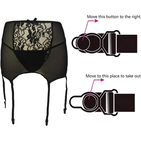 Sukkanauhavyö, naisten alusasut Seksi, seksikkäät naisten alusvaatteet, säädettävät 6 olkaimet ja stringit (xxl, musta)