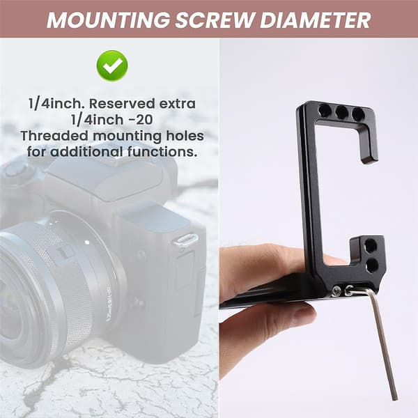 Quick Release L-plade Beslag Holder Håndgreb til R5 R6 Kamera til Tripod Kuglehoved, Sort