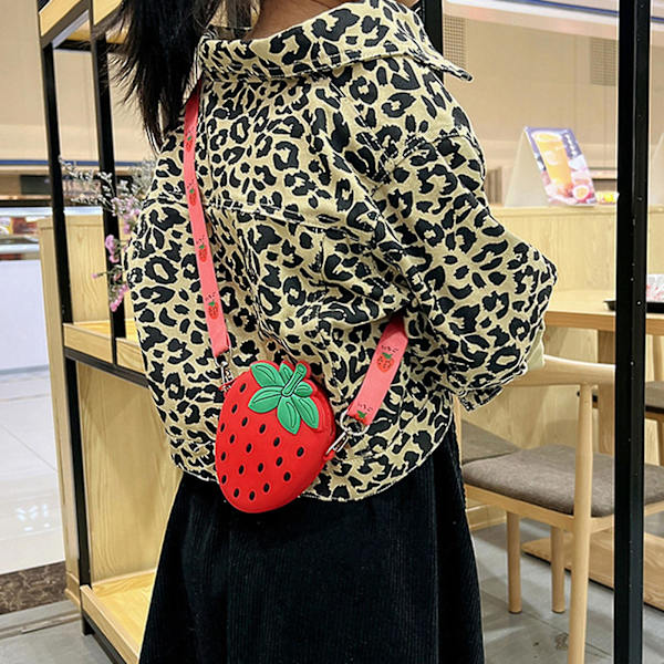 Silikone Avocado Jordbær Crossbody Møntpung Børn Småbørn Børn Skuldertaske Justerbar Rem Feriebrug