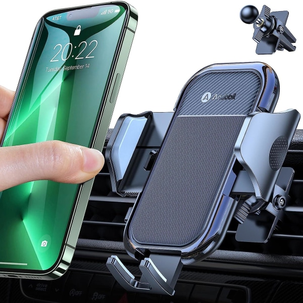 Biltelefonholder [mere stabil og beskyttelse] [silikonepanel] Biltelefonholder gitter luftventil 360 rotation kompatibel med Iphone13,12, Samsungs22, Hu