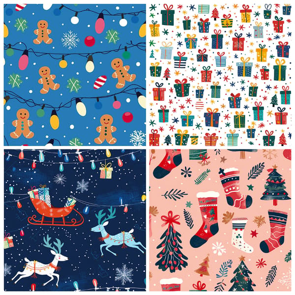 12 ark/paket Jul anteckningsbok material papper älg julkrans förpackning presentask dekoration bas papper skärpapper