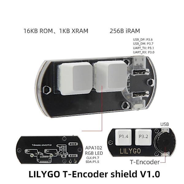 T-encoder Shield V1.0 Ch552 Anpassningsbara Makro-knappar med Apa102 RGB LED Utvecklingskort T-encoder Knapputbyggnadsmodul