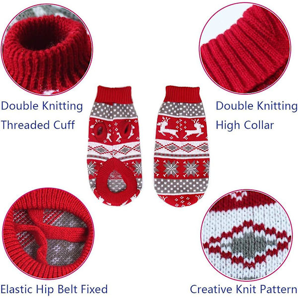 Jultröjor för Hundar Husdjur Vinter Stickade Kläder Julkläder Klassiska Varma Rockar Snöflinga Argyle Tröja för Katt Valp Katt Valp Katt Höst och