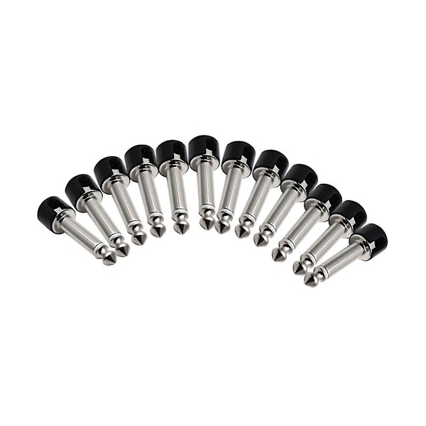 12 kpl DIY Strait Audio Solderless 6.35 Mono-liitäntä Solder Free Plug Kitaraefekti Liitin Kromi Musta