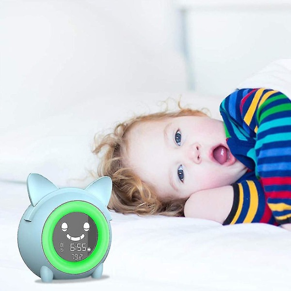 Mella Ready To Rise Sömntränare för barn, Ok att väcka väckarklocka, Nattljus och Sömnljud Maskin med 5 färger( Färg: Ljusblå)