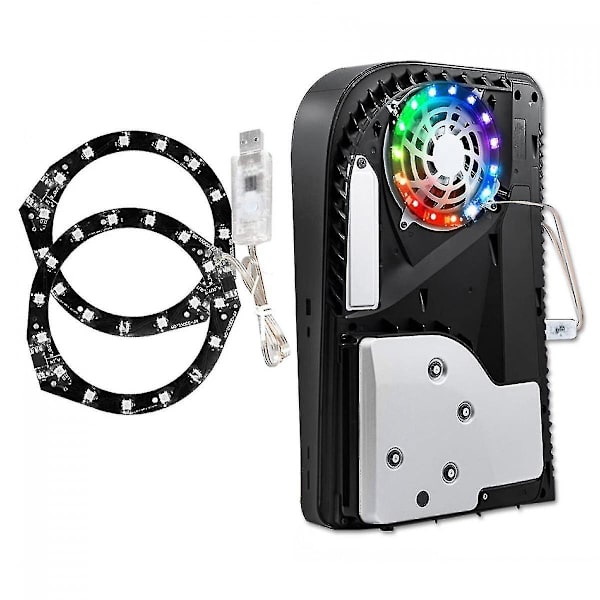 LED-lys for PS5-konsoll, Playstation 5 LED-lys DIY-dekorasjonstilbehør, spilllyd/musikk-synkronisering, RGB 8 farger 400 lyseffekter med USB/app-kontroll