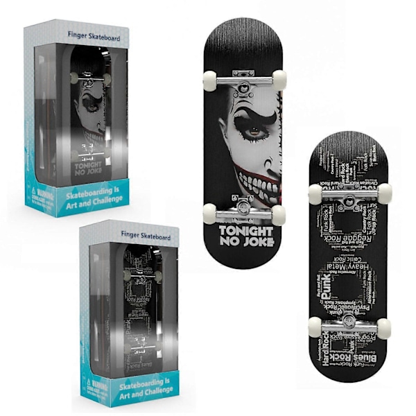 Finger skateboard fingerboard design med engelsk och clown-stil kreativitet innovation