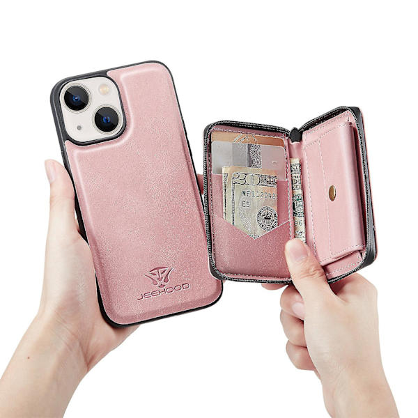 Design Velbeskyttet Magnetisk Avtakbar 2-i-1 Hybrid Etui Med Glidelåslukking Lommebok For Iphone 13 14 Plus Promax