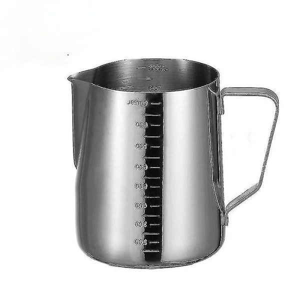 900 ml rostfritt stål Pull Flower Cup med graderad mätning av mjölkskumning