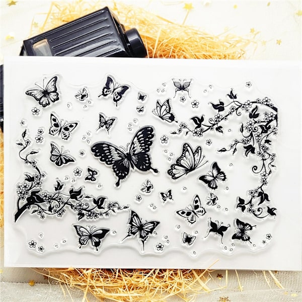 Sommerfugl Silikone Klart Stempel DIY Scrapbooking Embossing Fotoalbum Dekorativt Papirkort