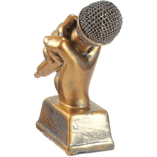 Golden Microphone Trophy - Small Resin Singing Award Trophy Karaoke, Singin1pcs-guld