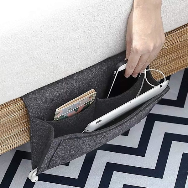 SZTXJ Grå Sengeborde Organizer Sofa Armlæn Organizer Range Remote Canape Tom Lomme Senge Lomme Sengeborde Opbevaringstaske Sengeborde Hængende Dæksel Opbevaring Desk