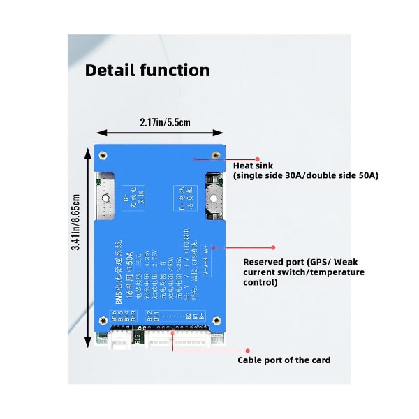 16s 50a ternärt litiumbatteriskyddskort 60v Laddning och urladdning med spänningsbalans Bms