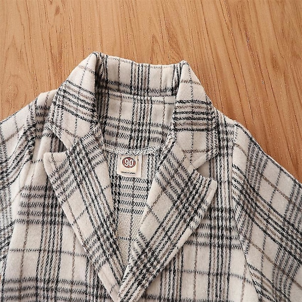 Höstoutfit för små flickor, klädset i rutiga mönster, barnkläder, jacka + väst + kjol, barnbutik, 130, 3 delar