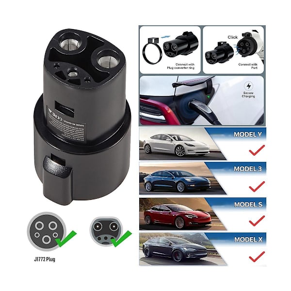 SAE J1772 Ladeadapter med Låsefunksjon for Model 3 Y S X