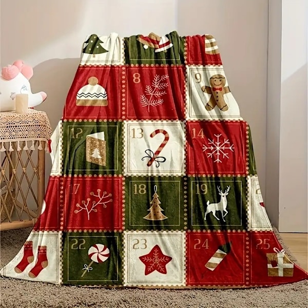 Julklappstäcke Flanelltäcke Mjukt Sovtäcke Lämpligt för Soffa Kontor Säng Camping Resa 200*230cm