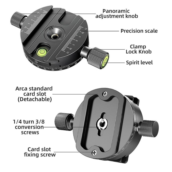 Panoraama pyörivä pikavapautuslevykiinnike kolmijalka, universal SLR-kameravalokuvaus Q