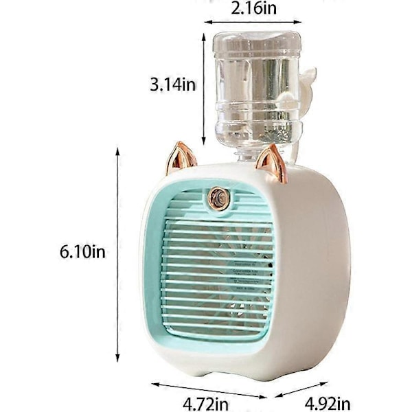 Vannkjølende Vifte, Mini Vifte, USB-Vifte, Skrivebords Turbo Luftfukter Rosa & Hvit