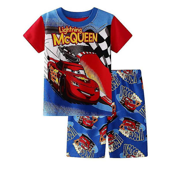 Barnens tecknade pyjamas Cars Lightning McQueen tryckt toppar + shorts nattkläder loungewear sovkläder outfits set 7 Years