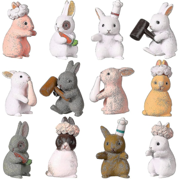 12 stk dejlige kaniner dyrefigurer figurer legesæt, mini sødt legetøj-YUHAO
