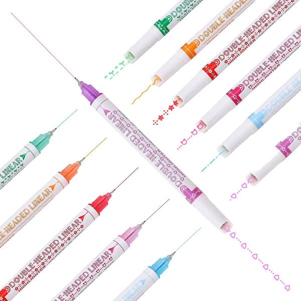 Dual Tip Highlighter Pen Sett, 12 stk Flownwing Highlighters Markers